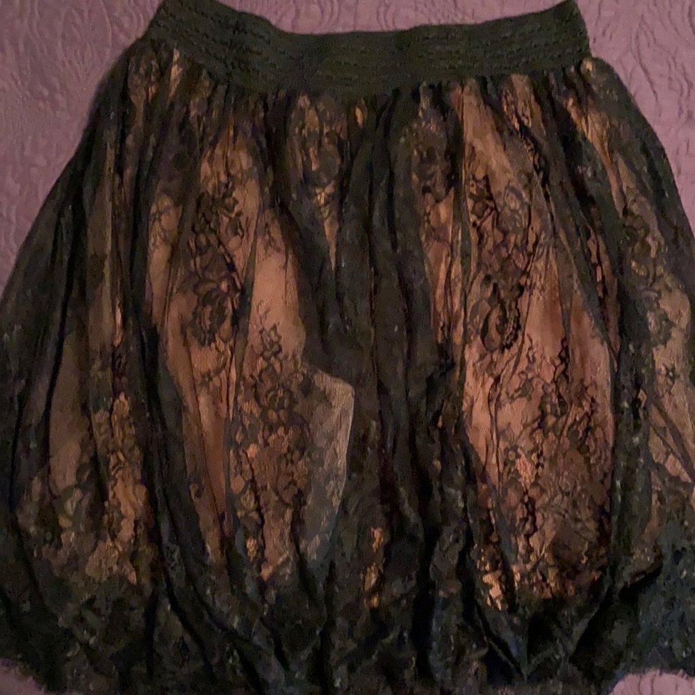 Black tulle skier with pink chiffon underneath